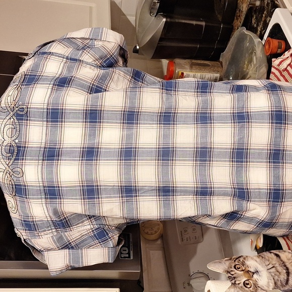 o Womens Rock 47th By Wrangler Snap Down Cap Sleeve Shirt XL - Picture 4 of 6